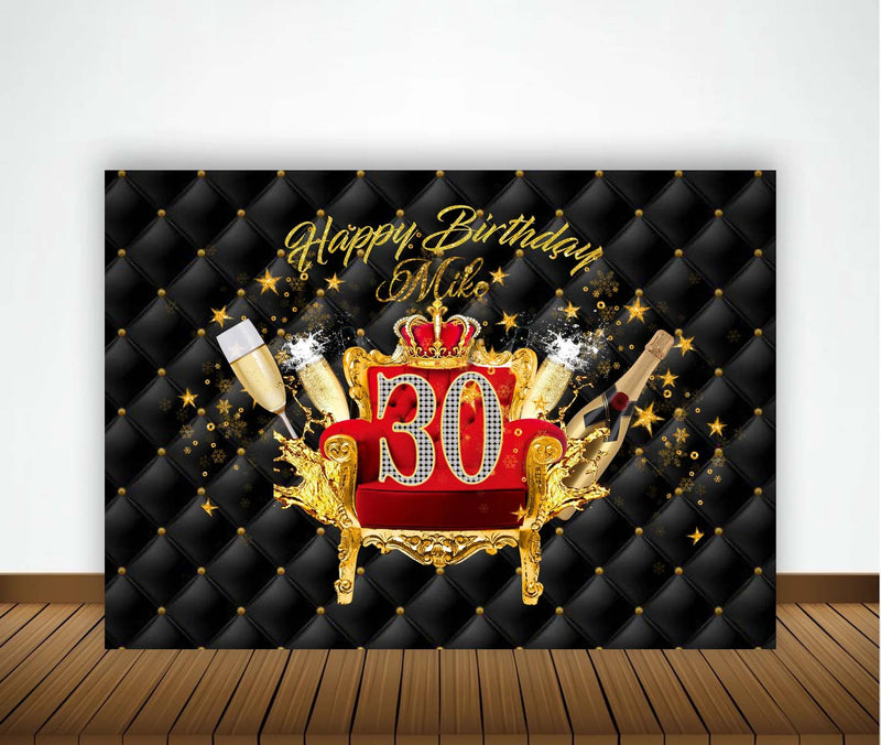 30th Theme Birthday Party Personalized Backdrop.