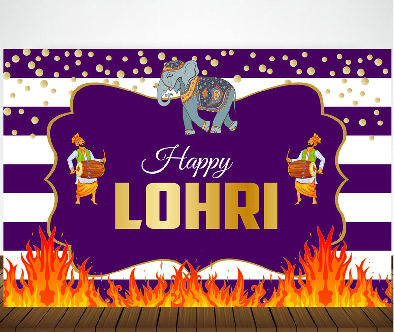 Lohri Party Personalized Backdrop with Name & Picture.