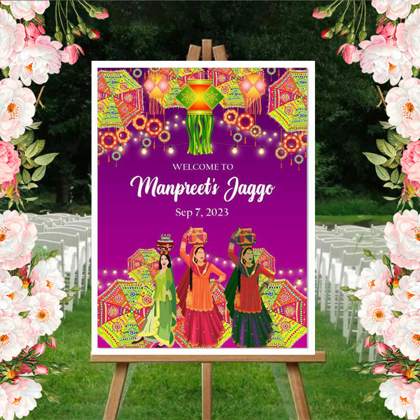 Jaggo Welcome Signage for Punjabi Wedding Decoration