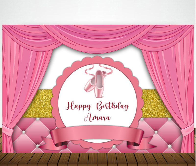 Ballerina Birthday Party Personalized Backdrop.