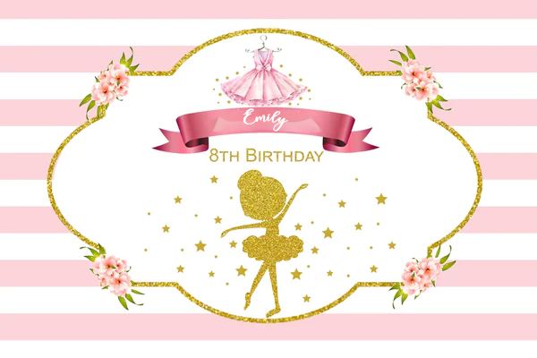 Ballerina Birthday Party Personalized Backdrop.