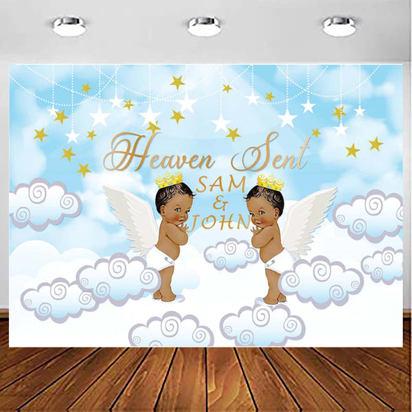 Twin Boys Party Theme Birthday Party Personalized Backdrop.
