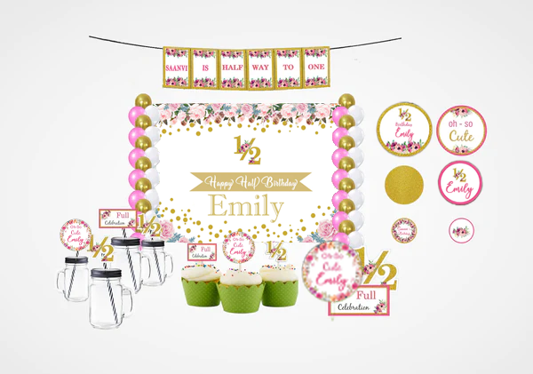 Half Birthday Girls Theme Complete Personalize Party Kit