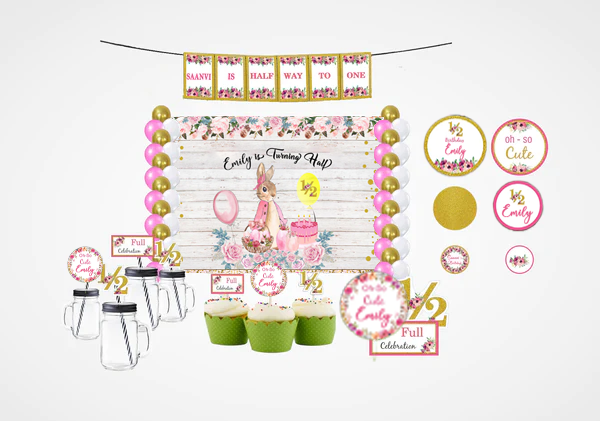 Half Birthday Girls Theme Complete Personalize Party Kit