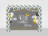 Half Birthday Boys Birthday Party Decoration Kit With Personalized Backdrop.