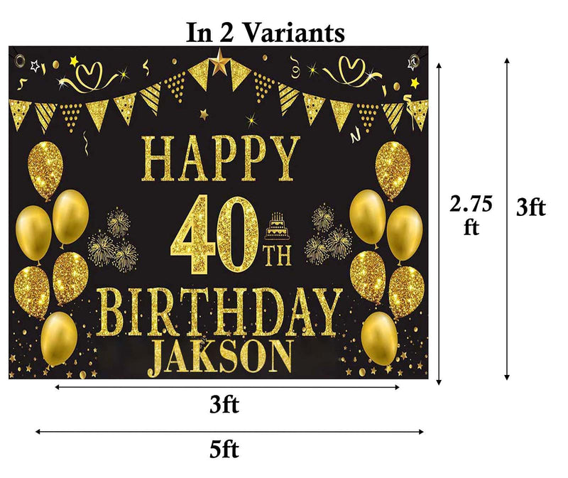 40th Theme Birthday Party Personalized Backdrop.