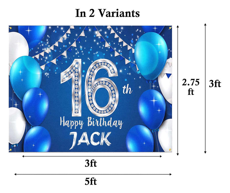 16th Birthday Party Personalized Backdrop