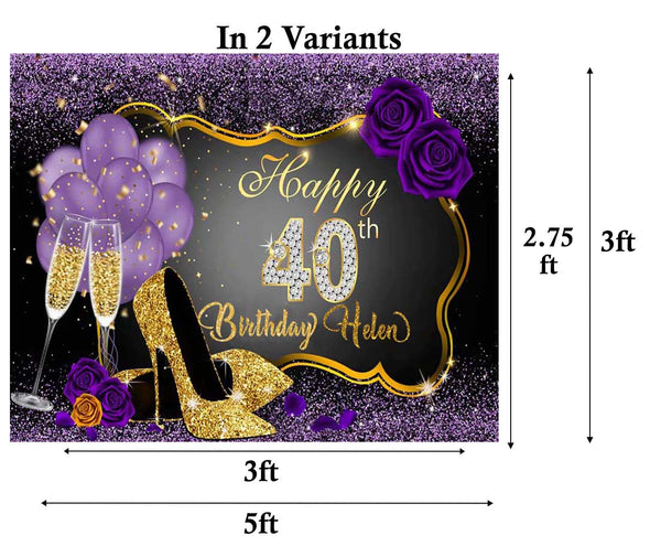 40th Theme Birthday Party Personalized Backdrop.