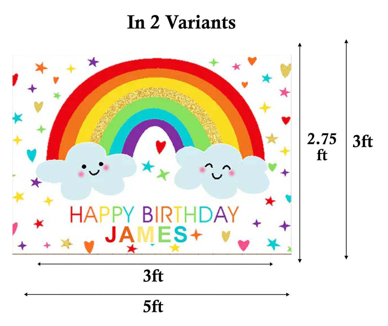 Rainbow Theme Birthday Party Personalized Backdrop.