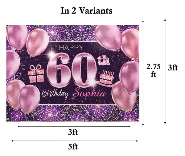 60th Theme Birthday Party Personalized Backdrop