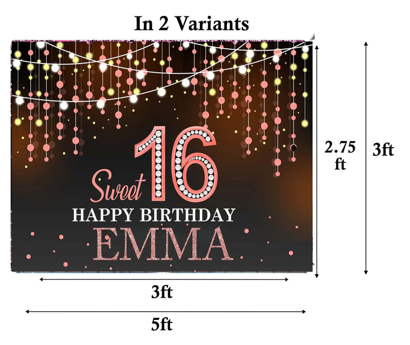 16th Birthday Party Personalized Backdrop