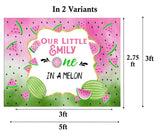 One In A Melon Birthday Party Personalized Backdrop.