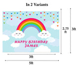 Rainbow Theme Birthday Party Personalized Backdrop.