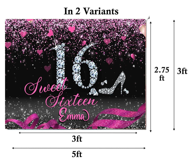 16th Birthday Party Personalized Backdrop