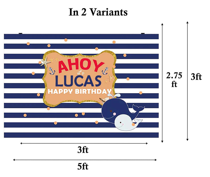 Nautical Birthday Party Personalized Backdrop.