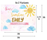 Sunshine Theme Birthday Party Personalized Backdrop.