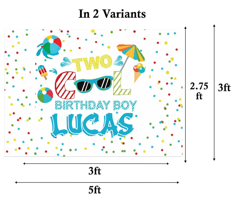 Two Cool Party Theme Birthday Party Personalized Backdrop.