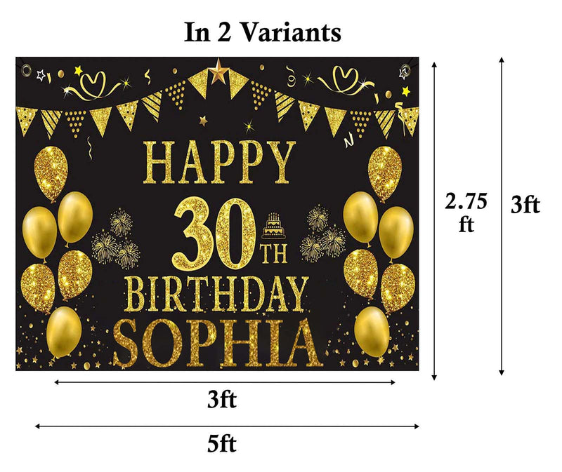 30th Theme Birthday Party Personalized Backdrop.