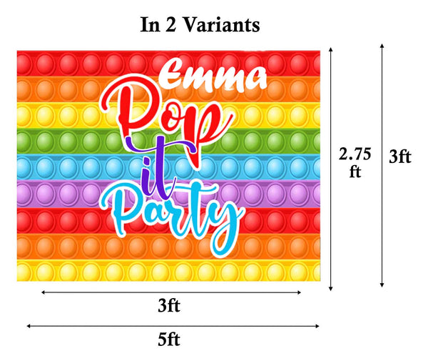 Pop It Birthday Party Personalized Backdrop.