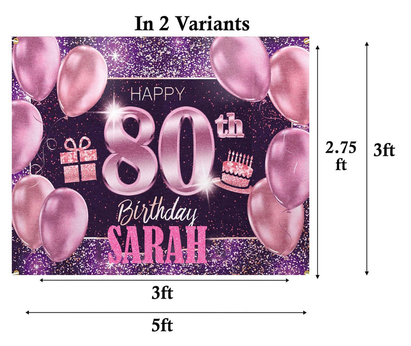 80th Birthday Party Personalized Backdrop