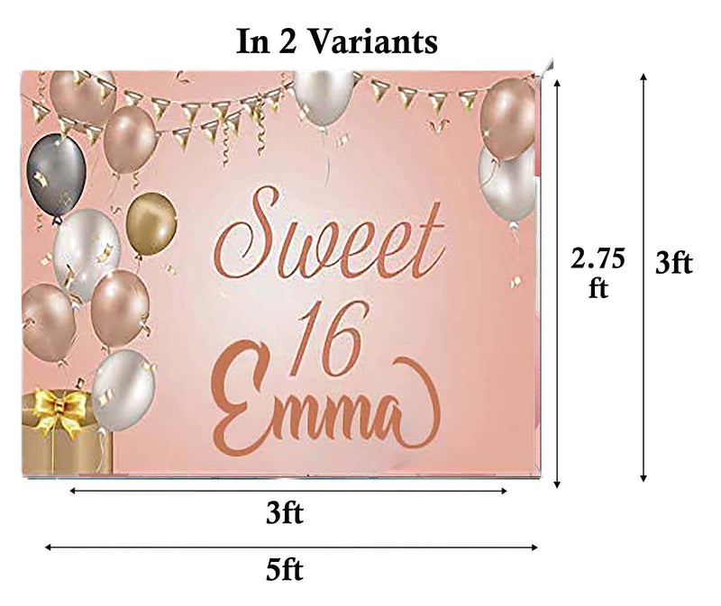 16th Birthday Party Personalized Backdrop