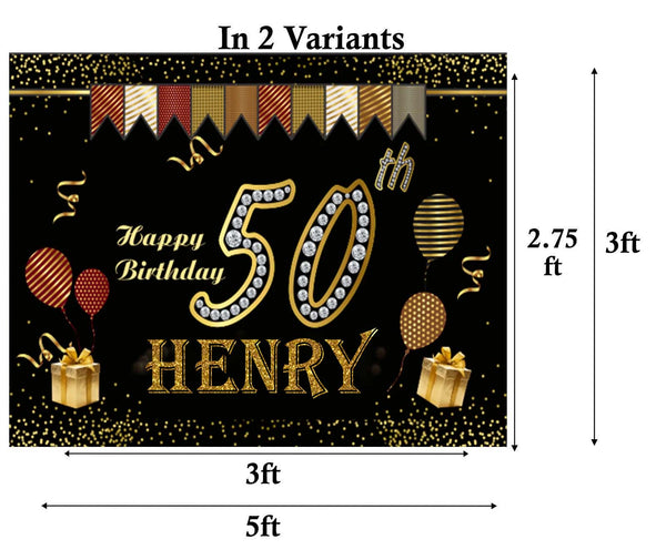 50th Theme Birthday Party Personalized Backdrop