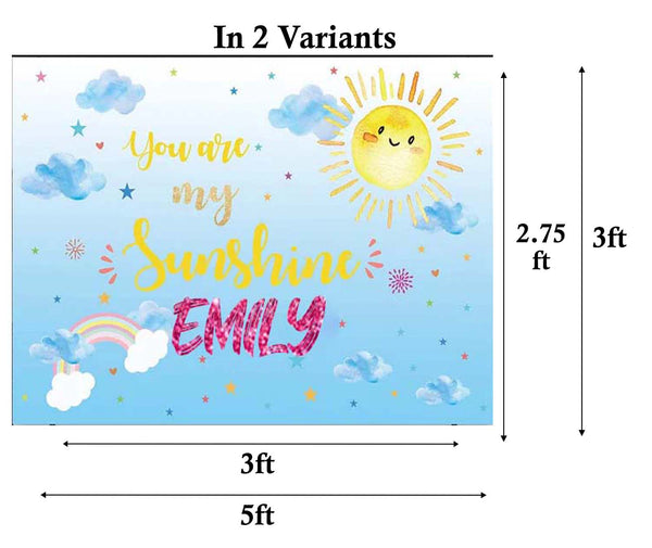 Sunshine Theme Birthday Party Personalized Backdrop.