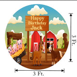 Farm Animal Theme Birthday Party Round Backdrop