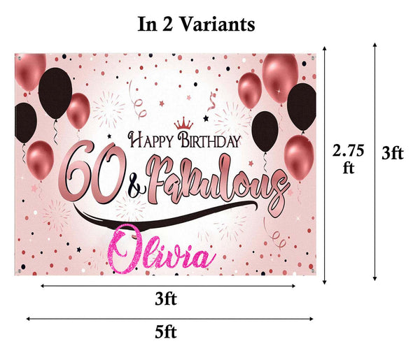 60th Theme Birthday Party Personalized Backdrop