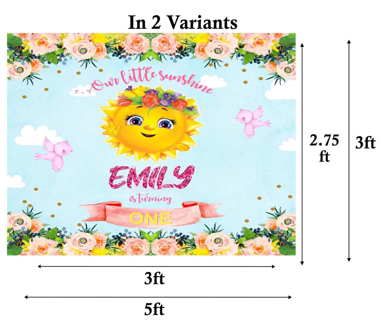 Sunshine Theme Birthday Party Personalized Backdrop.