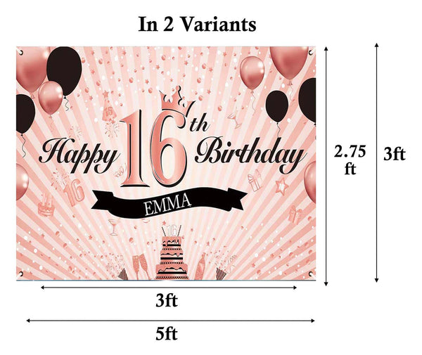 16th Birthday Party Personalized Backdrop