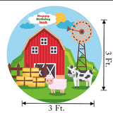 Farm Animal Theme Birthday Party Round Backdrop