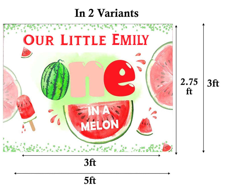 One In A Melon Birthday Party Personalized Backdrop.