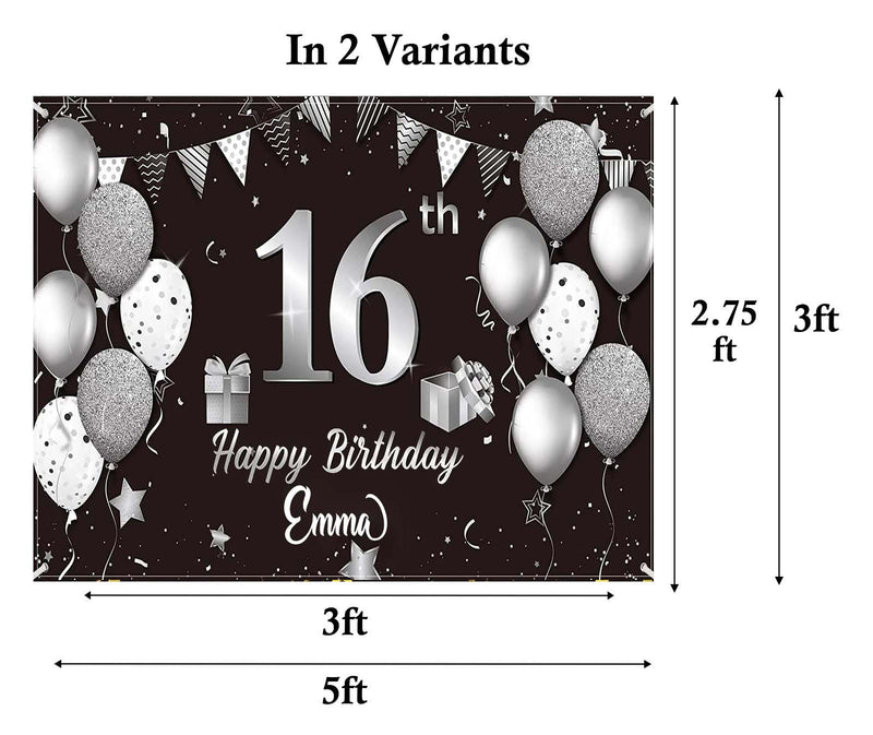 16th Birthday Party Personalized Backdrop