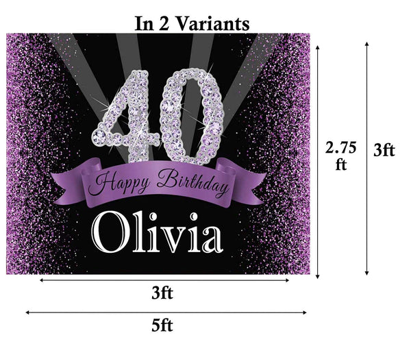 40th Theme Birthday Party Personalized Backdrop.