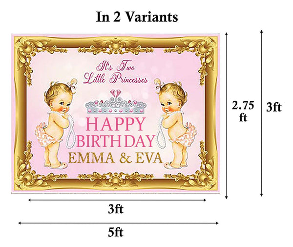 Twin Girls Birthday Party Personalized Backdrop.