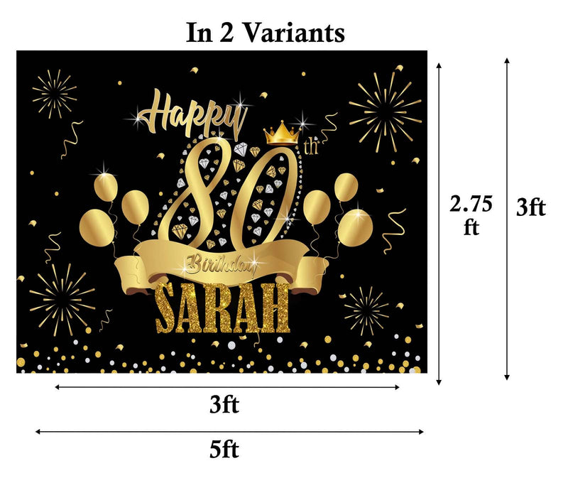 80th Birthday Party Personalized Backdrop