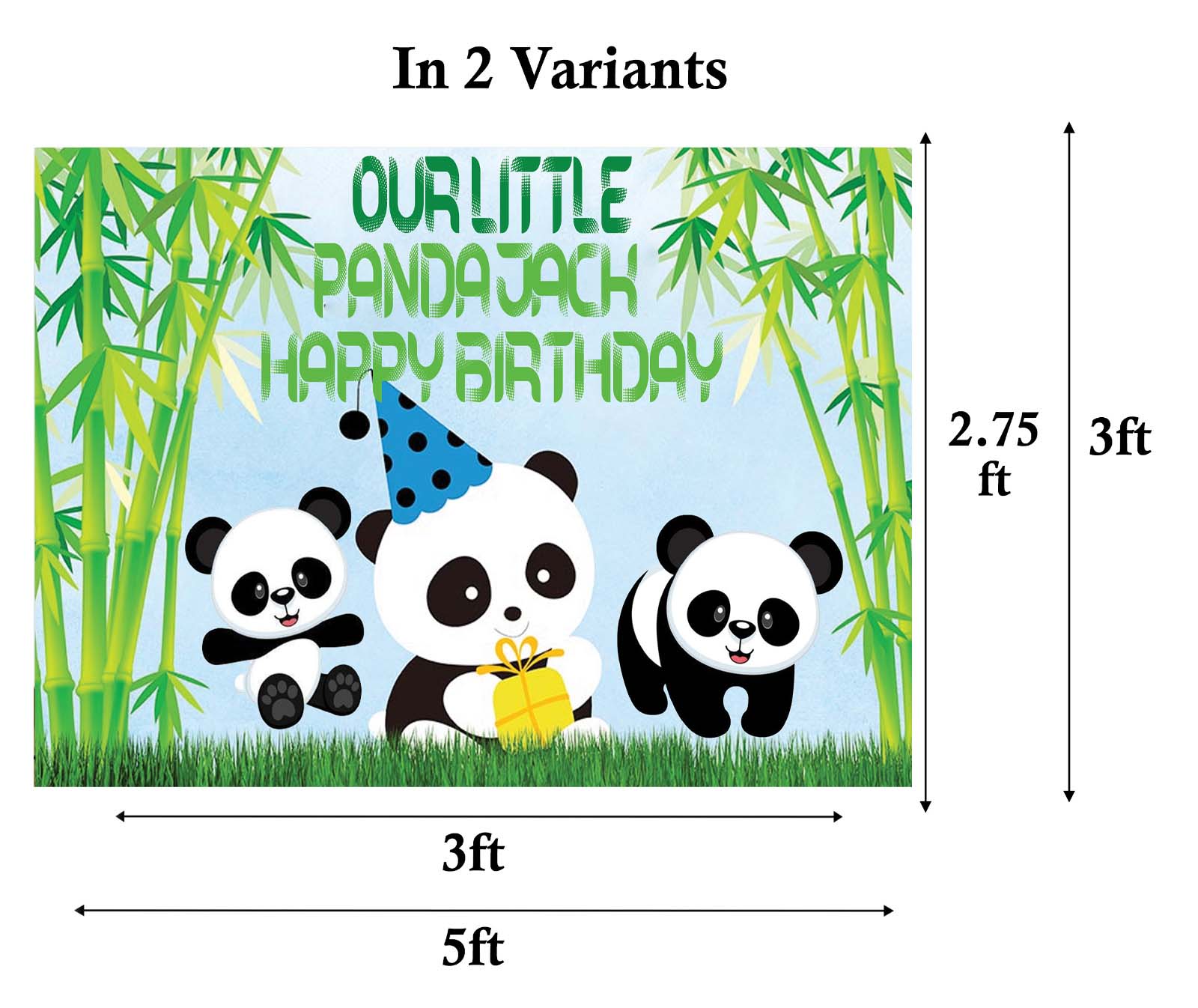 Panda Birthday Party Personalized Backdrop.