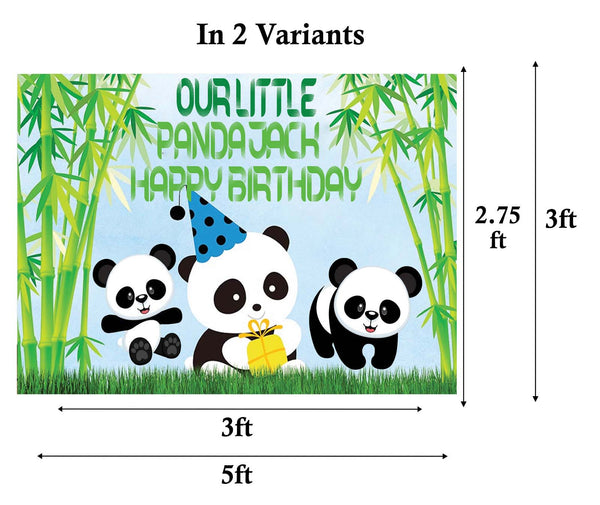 Panda Birthday Party Personalized Backdrop.