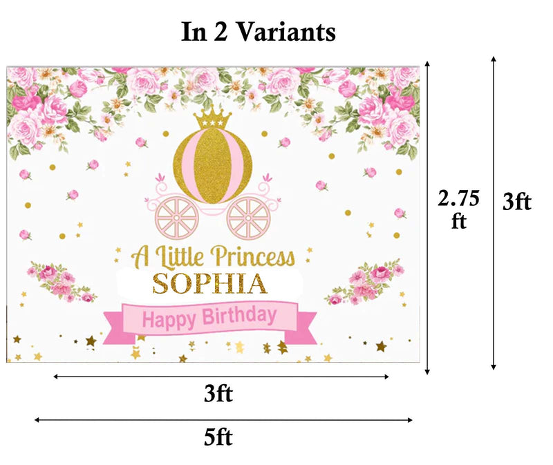 Princess Birthday Party Personalized Backdrop.