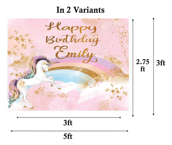 Unicorn Theme Birthday Party Personalized Backdrop.