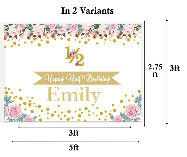 Half Birthday Girls Party Personalized Backdrop.