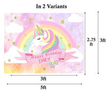 Unicorn Theme Birthday Party Personalized Backdrop.