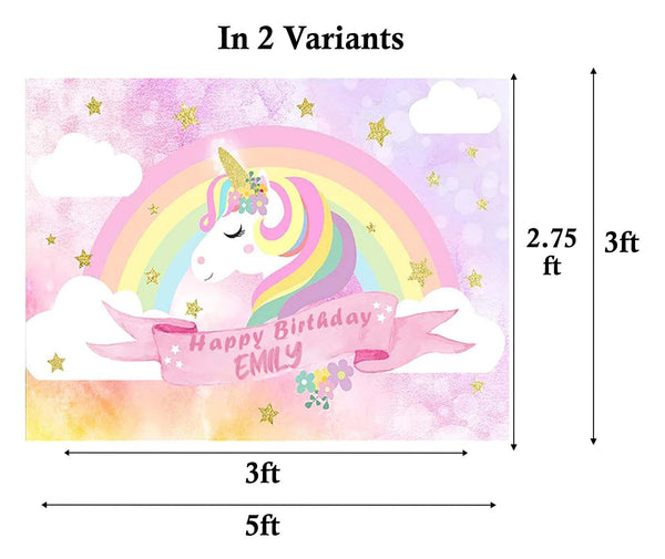 Unicorn Theme Birthday Party Personalized Backdrop.