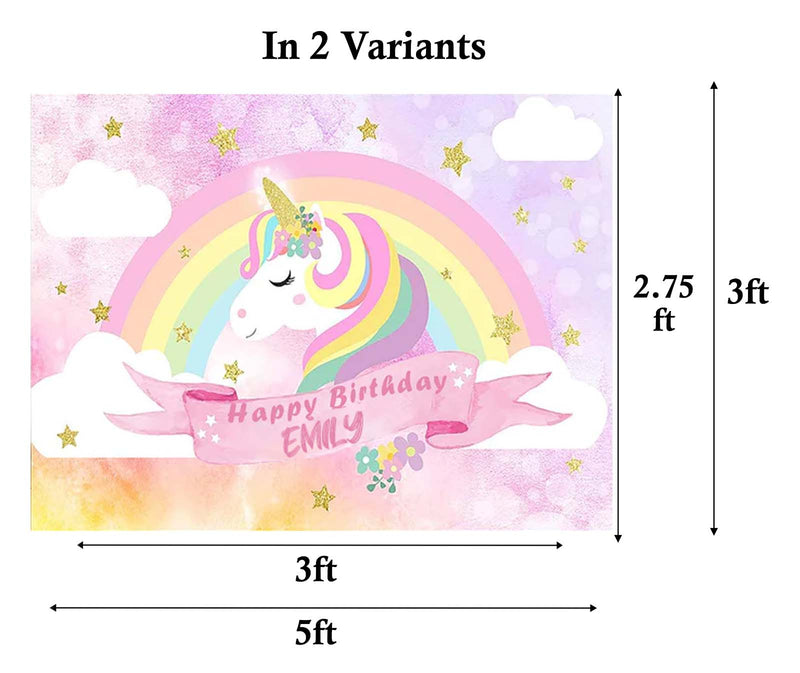 Unicorn Theme Birthday Party Personalized Backdrop.