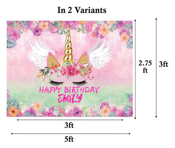 Unicorn Theme Birthday Party Personalized Backdrop.