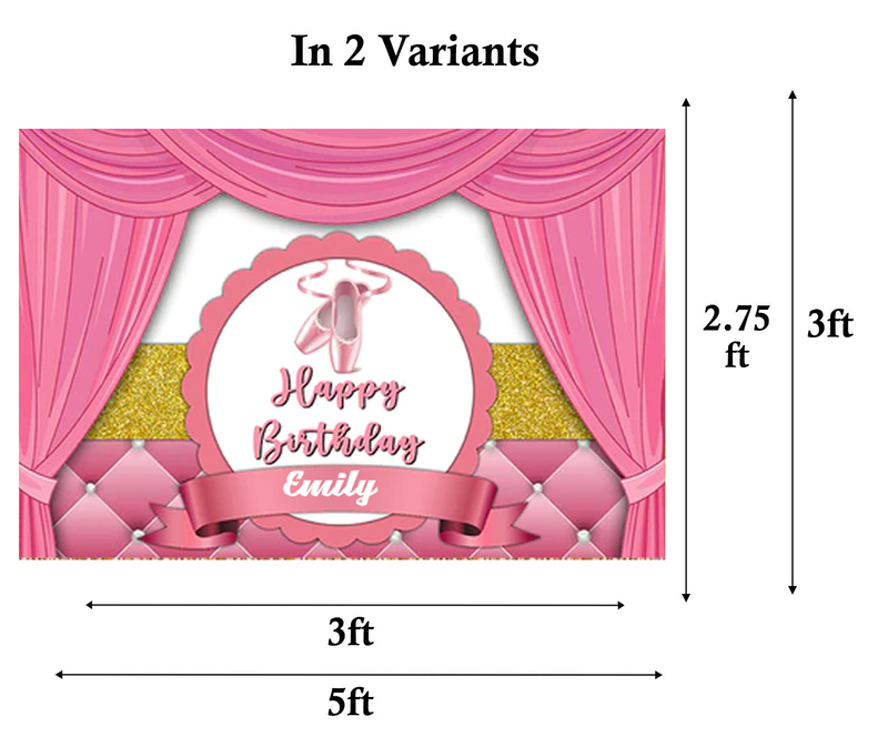 Ballerina Birthday Party Personalized Backdrop.