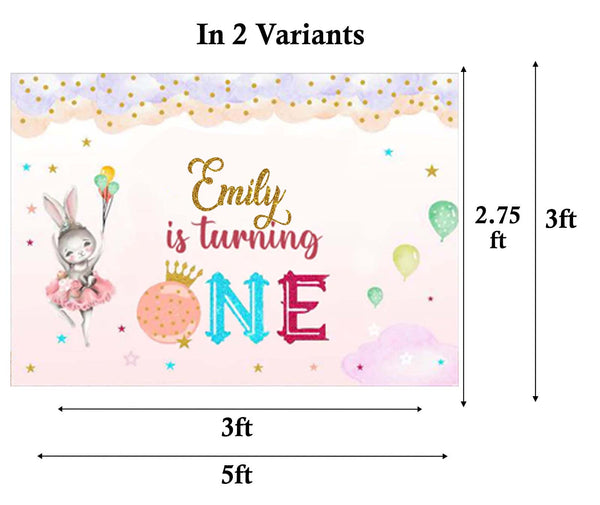 Bunny Birthday Party Personalized Backdrop.