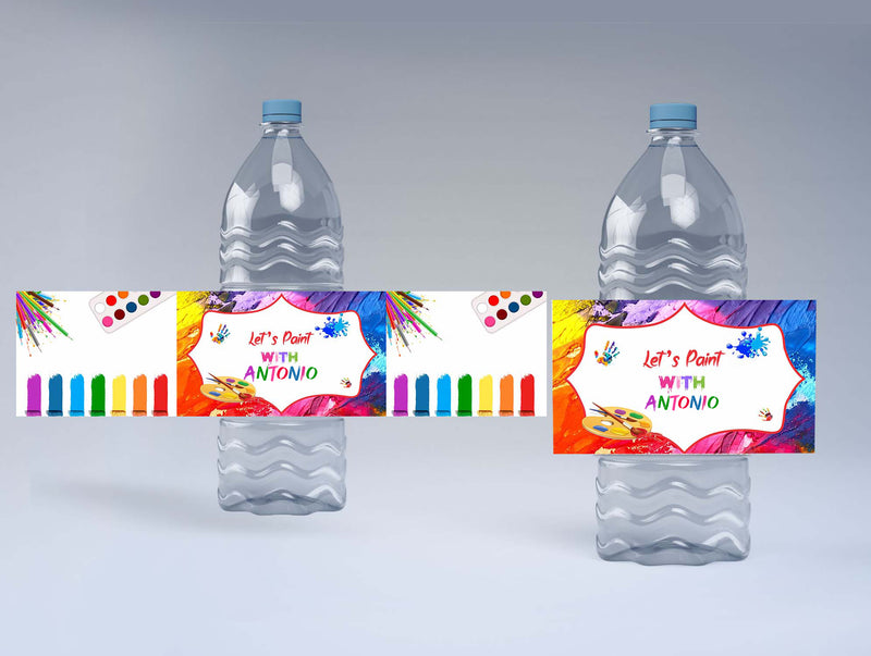 Art & craft Theme Birthday Party Water Bottle Labels