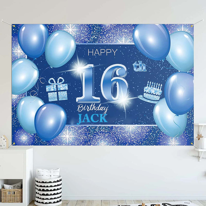 16th Birthday Party Personalized Backdrop